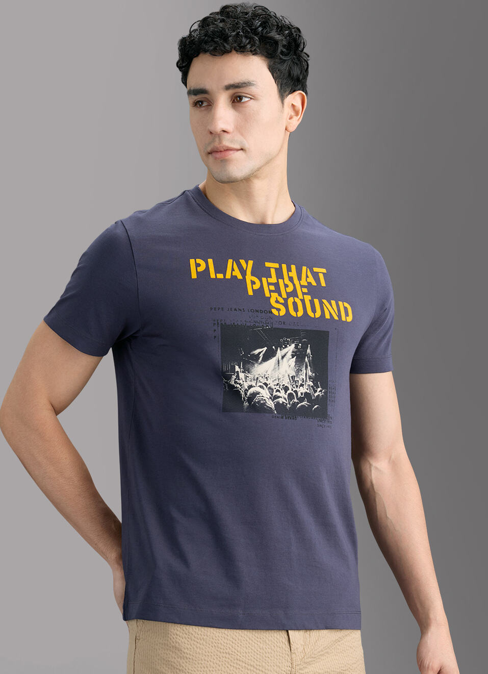 Men Grey Printed Slim Fit T-shirt, , large image number 7