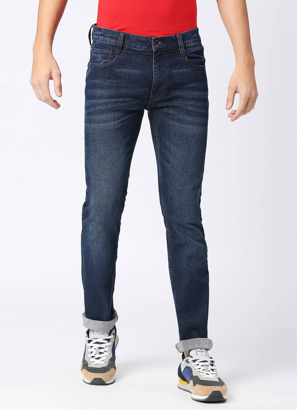 Vapour Dark Blue Mid Rise Slim Fit Jeans, , large image number 2