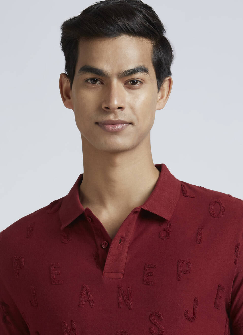 Burgundy Typographic Print Short Sleeve Polo, , large image number 4