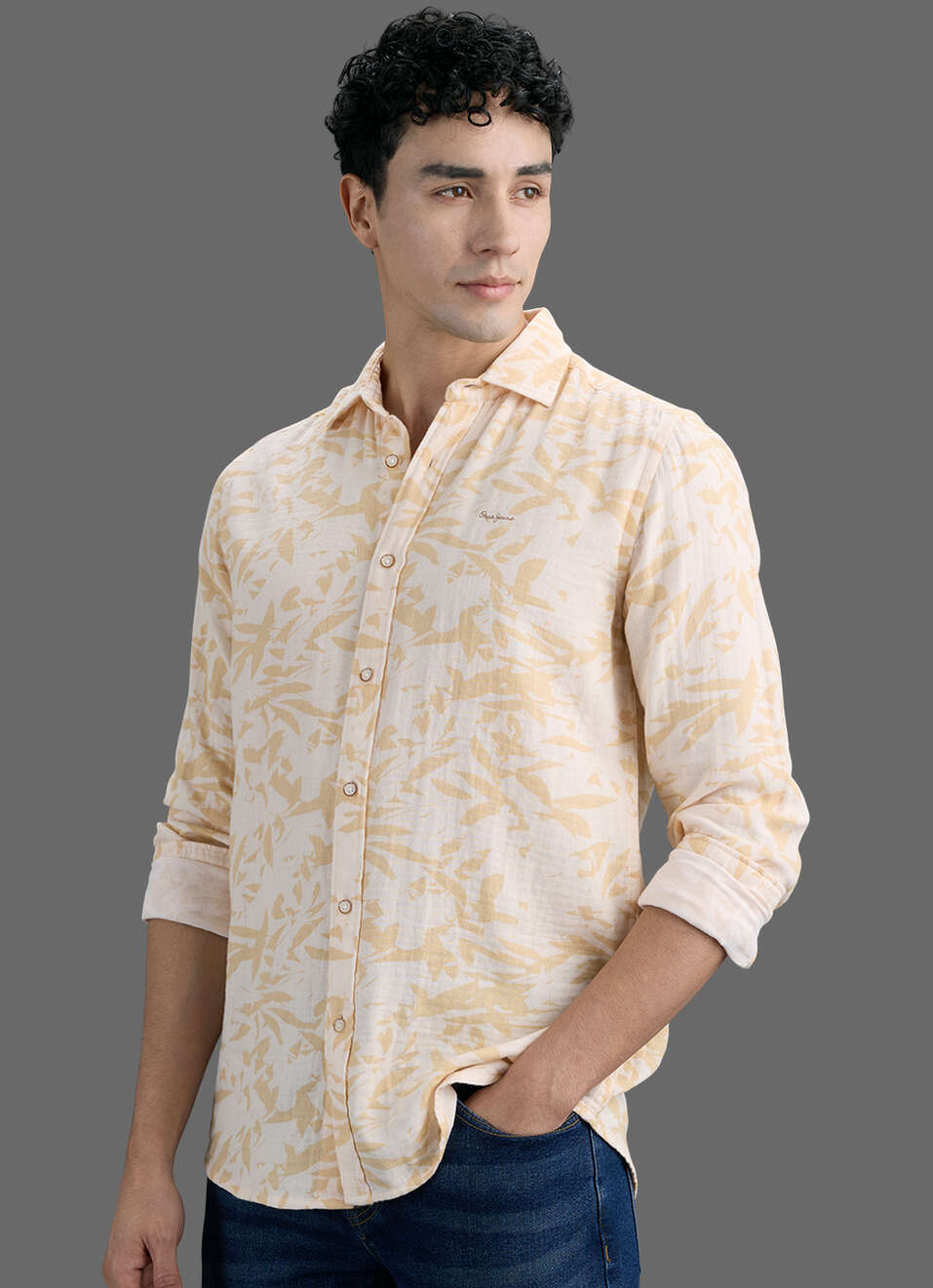 Men Yellow Printed Long Sleeve Shirt, , large image number 7