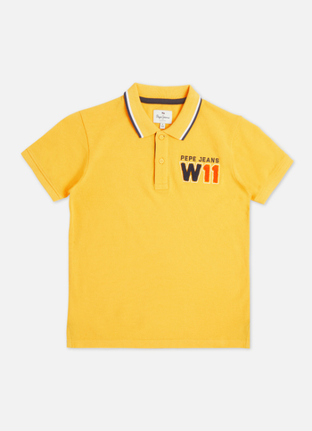 Boys Yellow Ribbed Collar Short Sleeve Polo