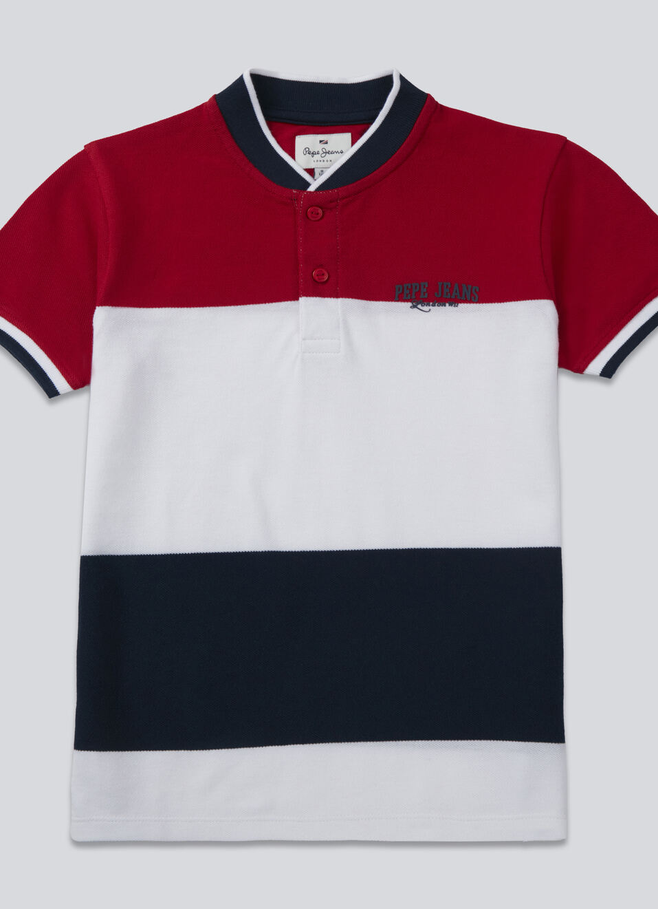 Boys Navy All Over Abstract Print Short Sleeve Polo, , large image number 0