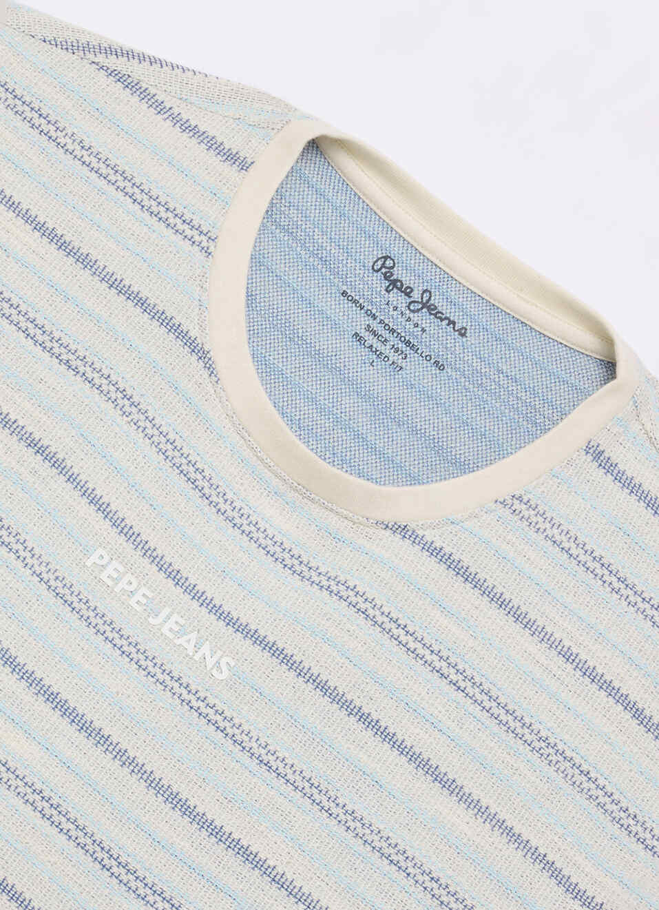 Men White Striped Relaxed Fit Short Sleeve T-shirt, , large image number 6