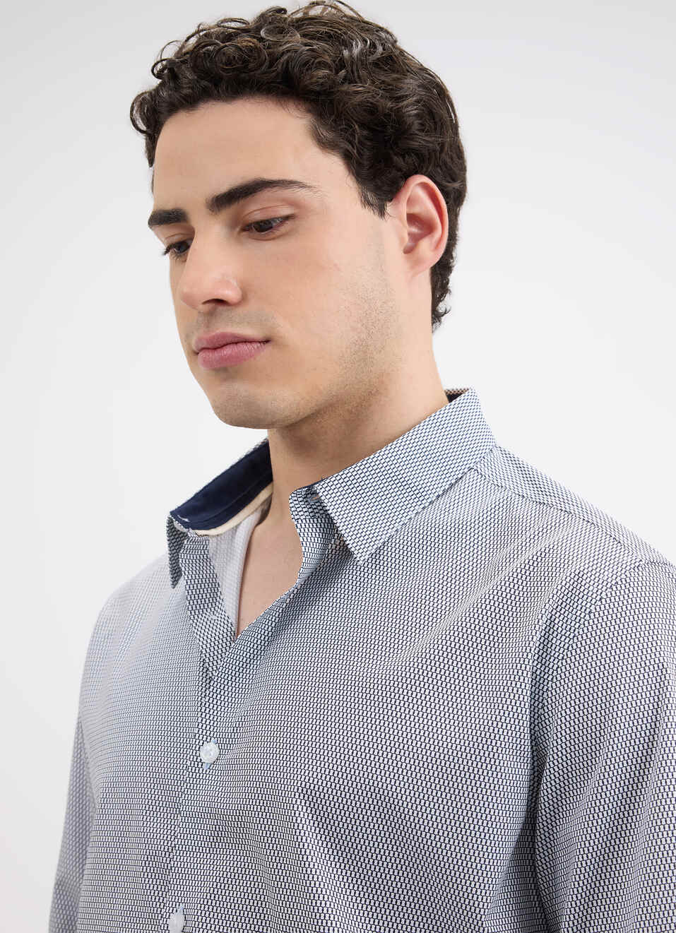 Men White Check Full Sleeve Shirt, , large image number 4