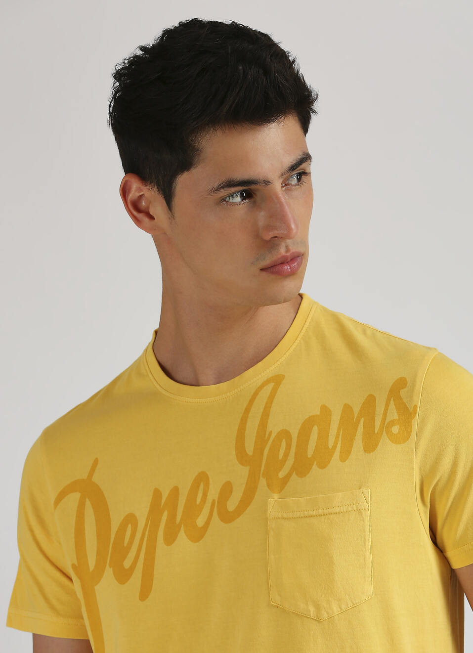Yellow Single Pocket Overdyed Short Sleeve T-shirt, , large image number 4