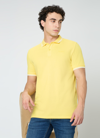 Men Yellow Solid Polo Collar T-shirt