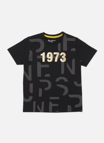Boys Black Typographic Print Short Sleeve T-shirt