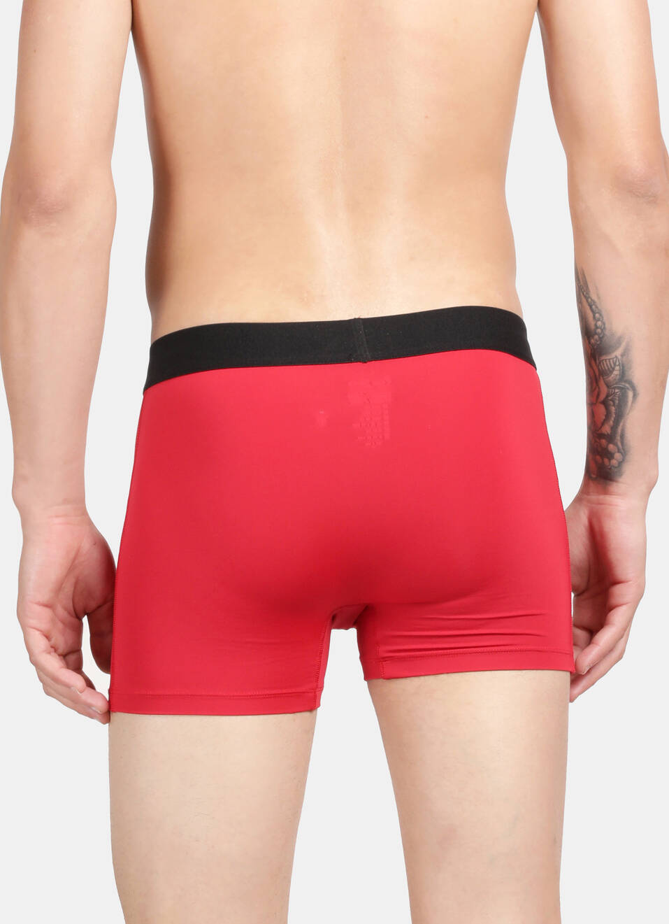 Red 4 Way Stretch Solid Trunks, , large image number 2