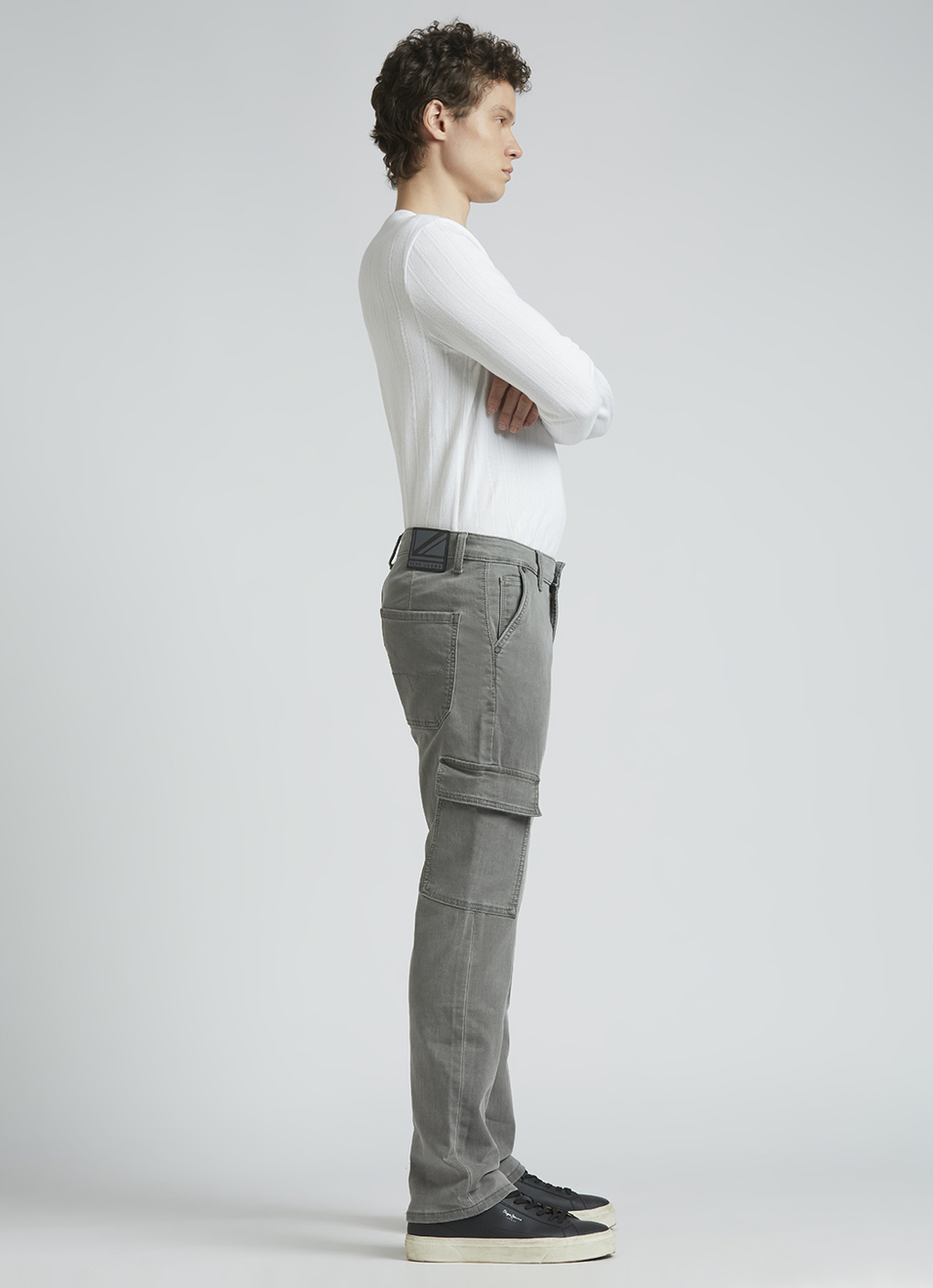 Grey Mid Rise Gymindigo Straight Jeans, , large image number 5