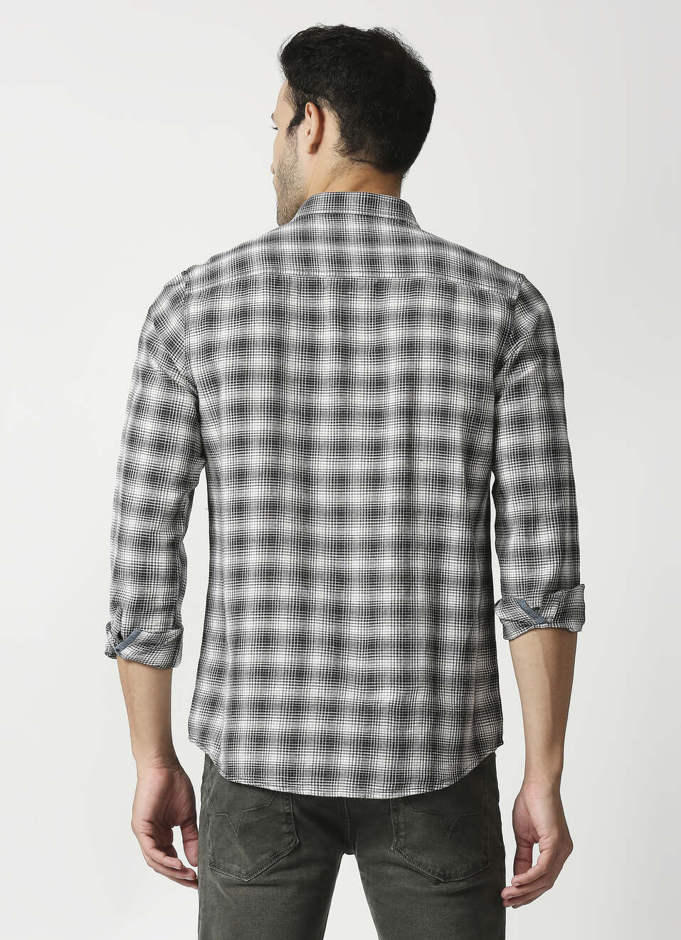 Helicat Cotton Linen Check Shirt, , large image number 2