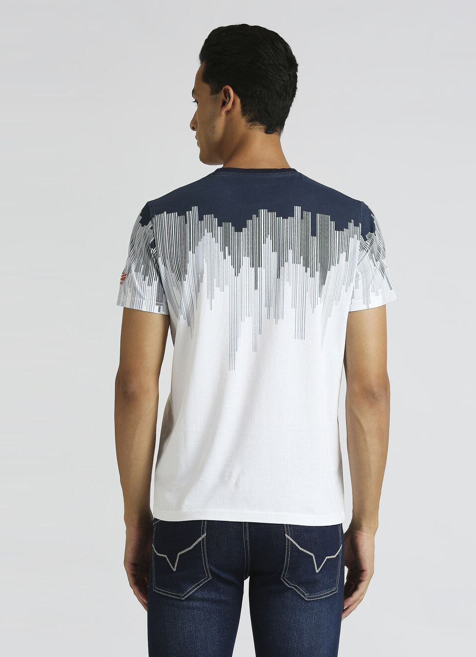 White Abstract Print Short Sleeve T-shirt, , large image number 1