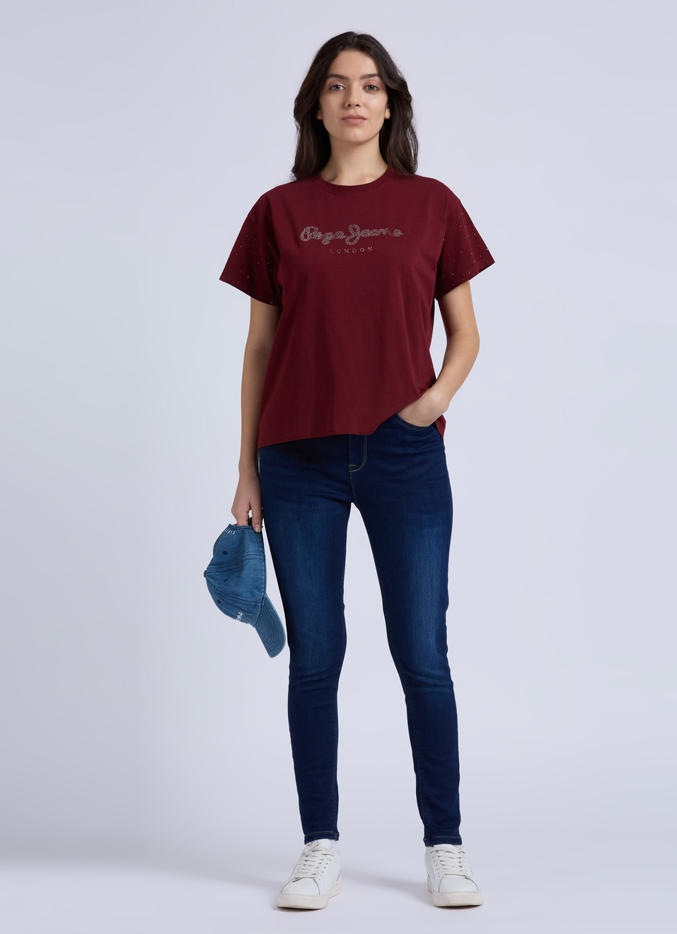 Burgundy Embellished Short Sleeve T-shirt, , large image number 5