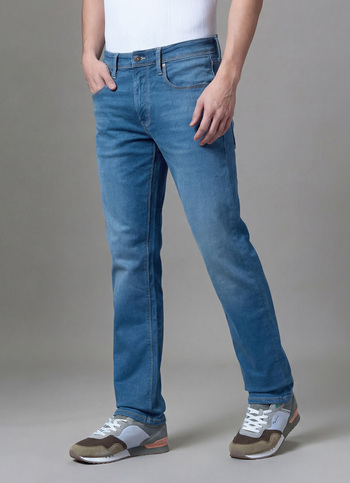 Holborne Blue Mid Rise Straight Jeans