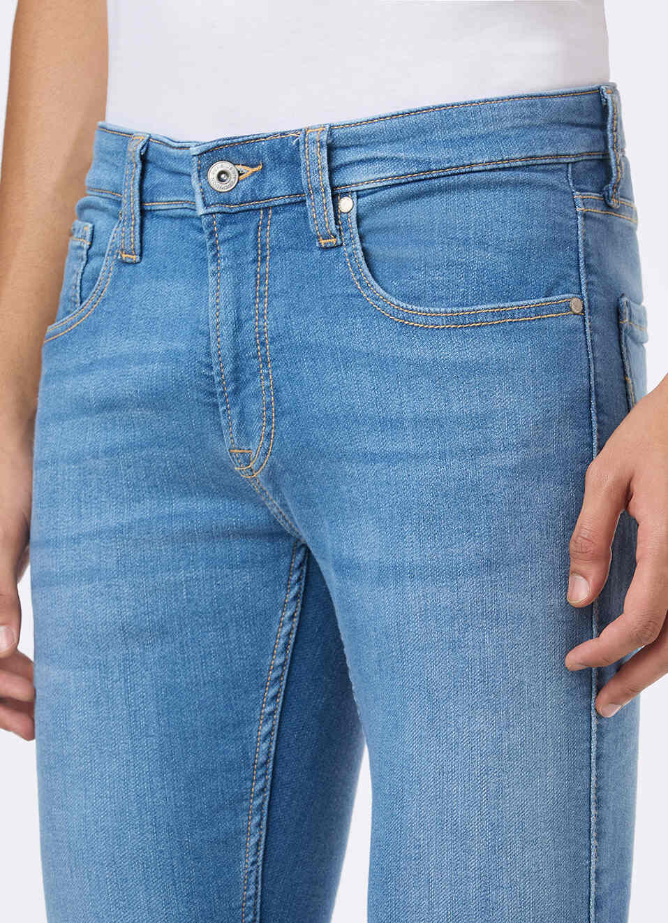 Men Blue Mid Rise Slim Fit Powerflex Jeans, , large image number 4
