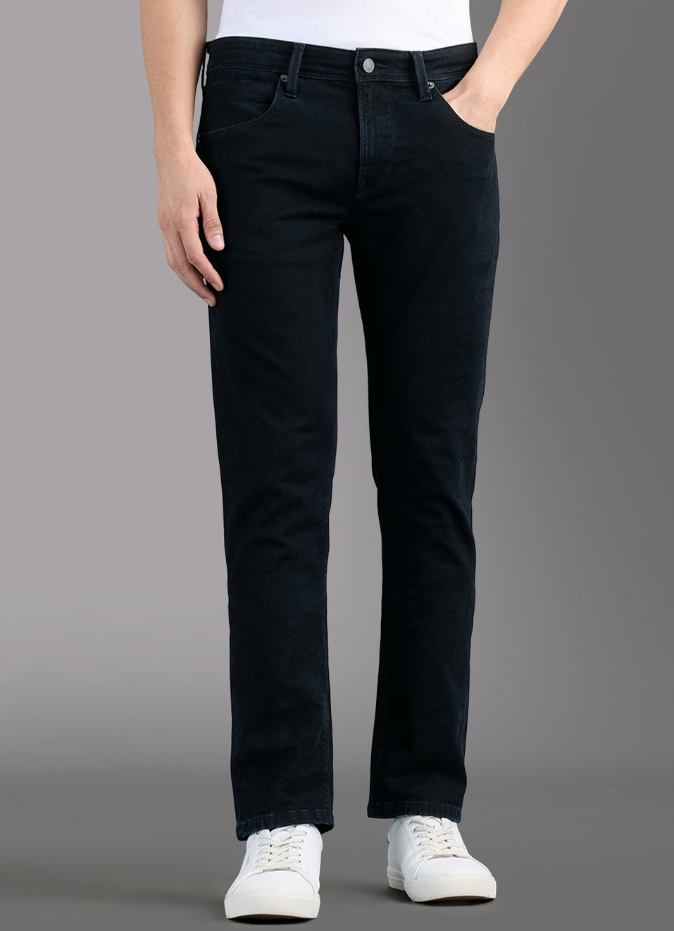 Men Black Slim Stretchable Jeans, , large image number 2