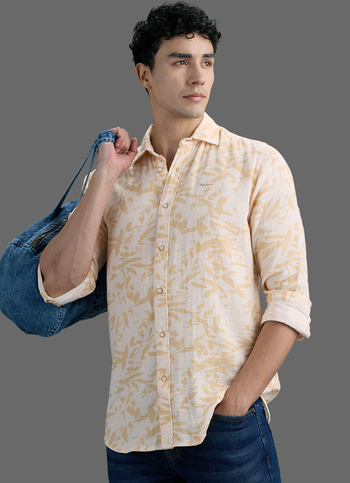 Men Yellow Printed Long Sleeve Shirt