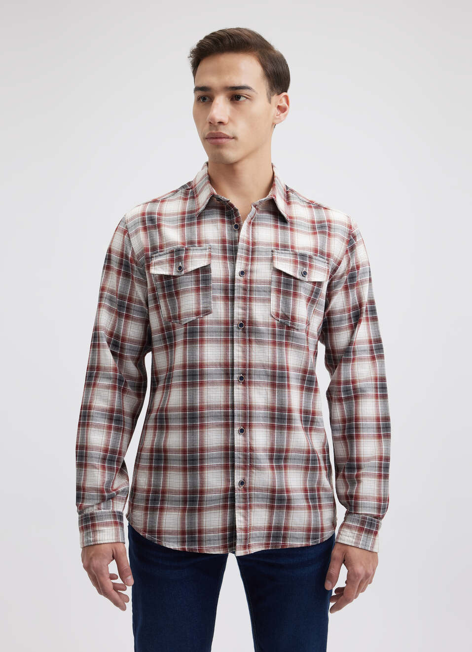 Men Red Check Full Sleeve Shirt, , large image number 1