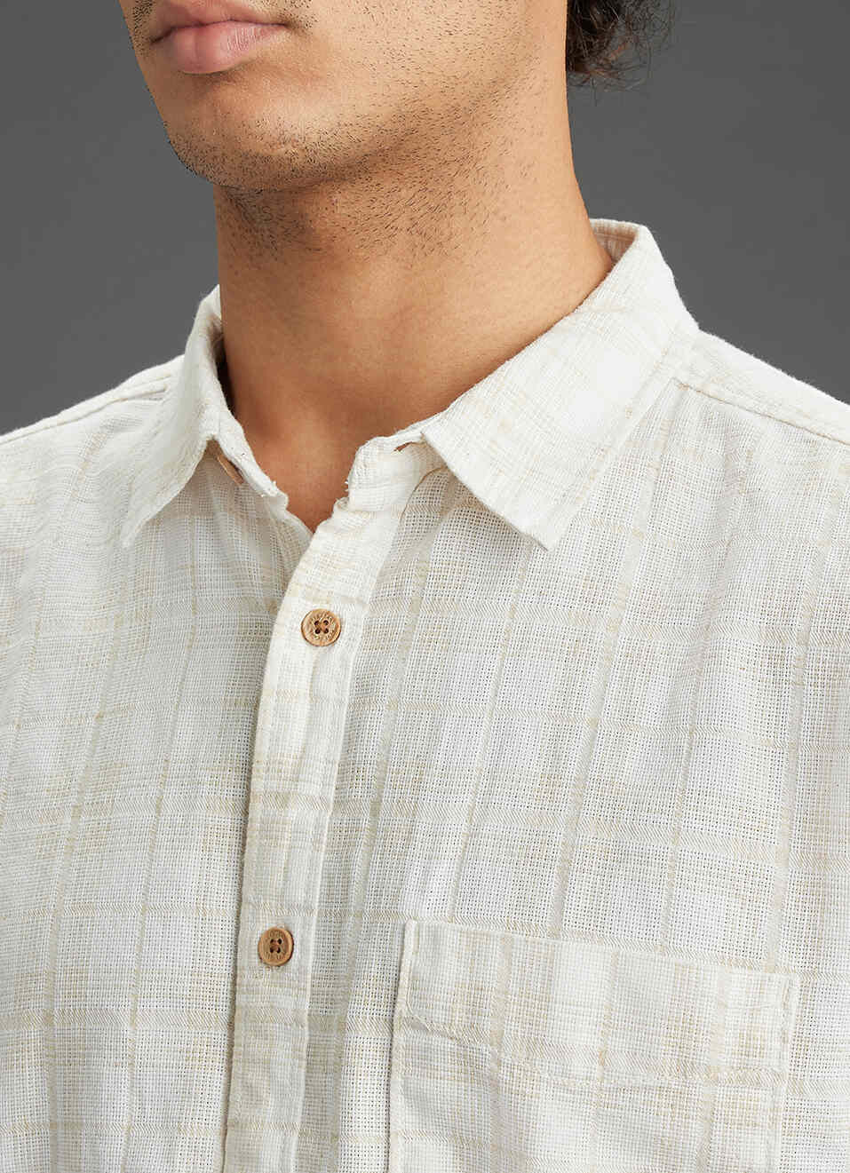 Men Beige Checked Regular Fit Full Sleeve Casual Shirt, , large image number 1
