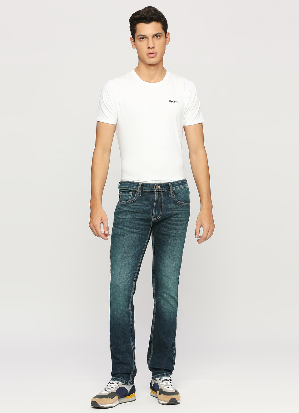 Vapour Blue Mid Rise Slim Fit Jeans, , large image number 1