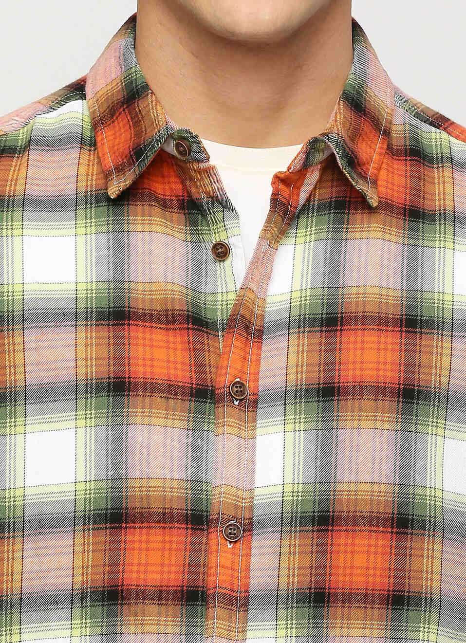 Orange Checks Full Sleeve Shirt, , large image number 4