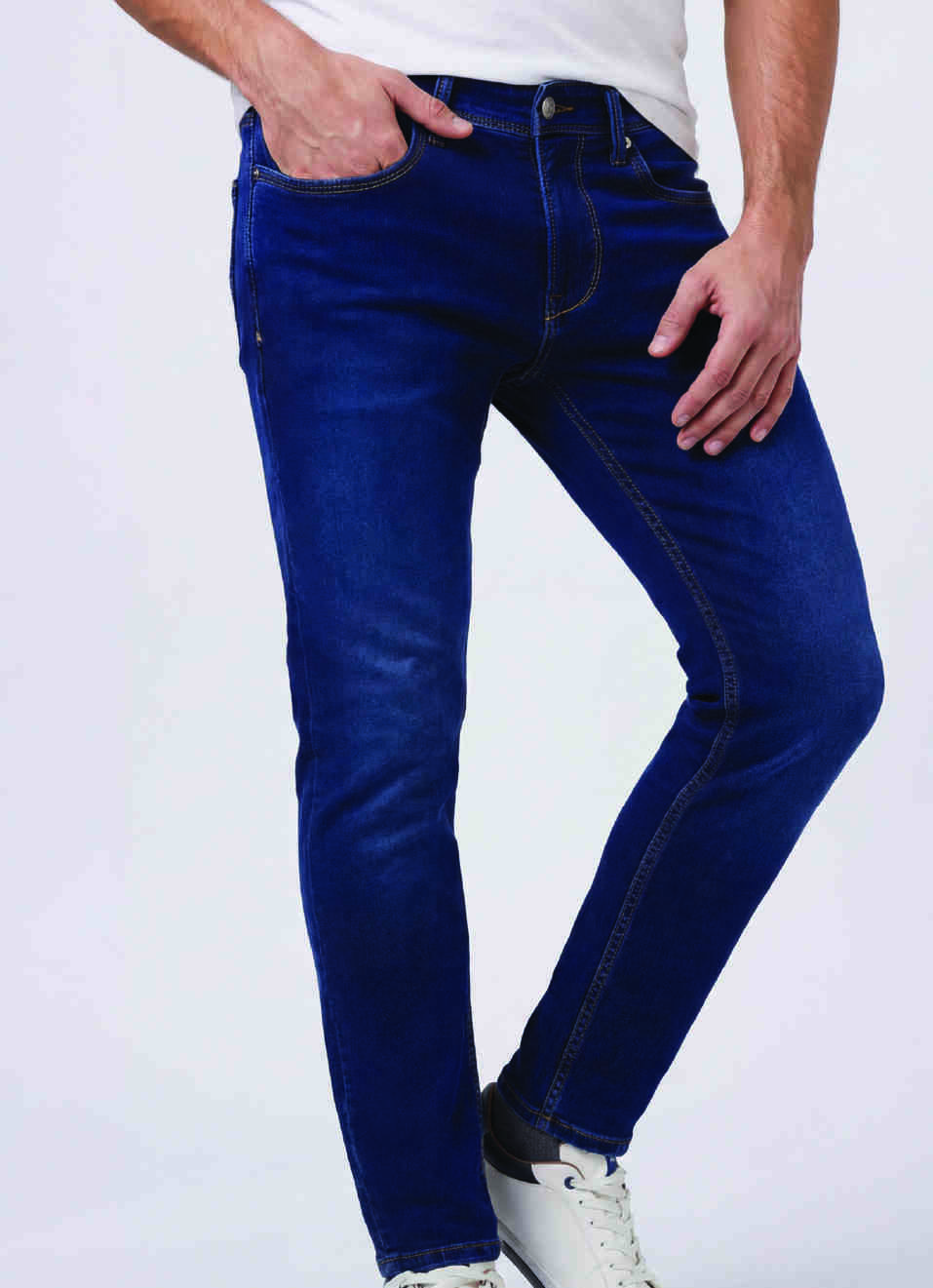Men Blue Mid Rise Slim Fit Gymindigo Jeans, , large image number 0