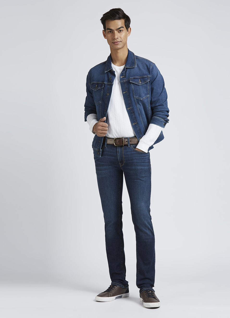 Vapour Blue Mid Rise Slim Powerflex Jeans, , large image number 1