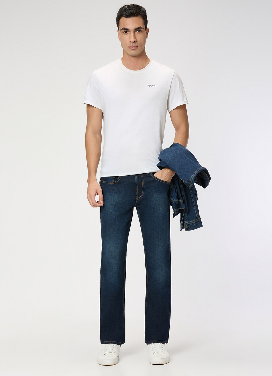 Men Blue Mid Rise Straight Fit Jeans, , large image number 1