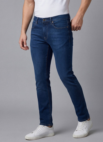 Men Green Mid Rise Slim Fit Powerflex Jeans