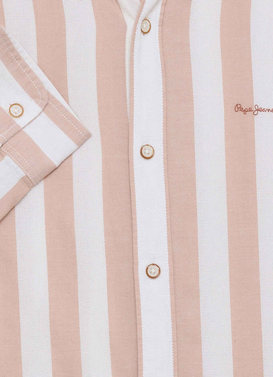 Men Peach Striped Dobby Long Sleeve Shirt, , large image number 7