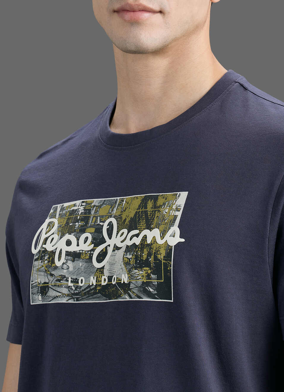 Men Grey Printed Slim Fit Short Sleeve T-shirt, , large image number 1