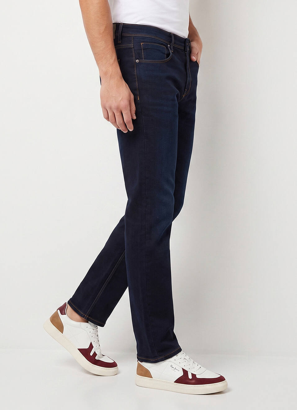 Men Blue Straight Fit Mid Rise Stretchable Jeans, , large image number 0
