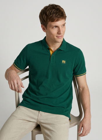 Men Green Solid Polo T-shirt