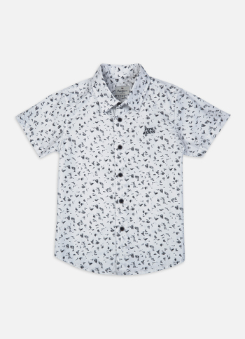Boys White All Over Abstract Print Short Sleeve Shirt