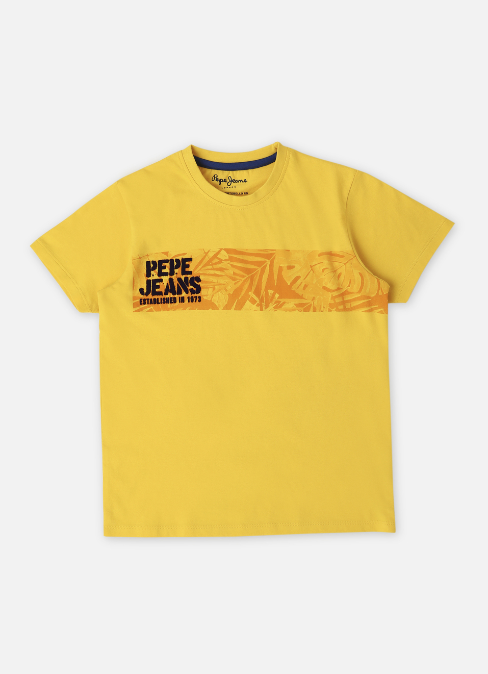 Boys Gold Tropical Print Short Sleeve T-shirt, , large image number 0