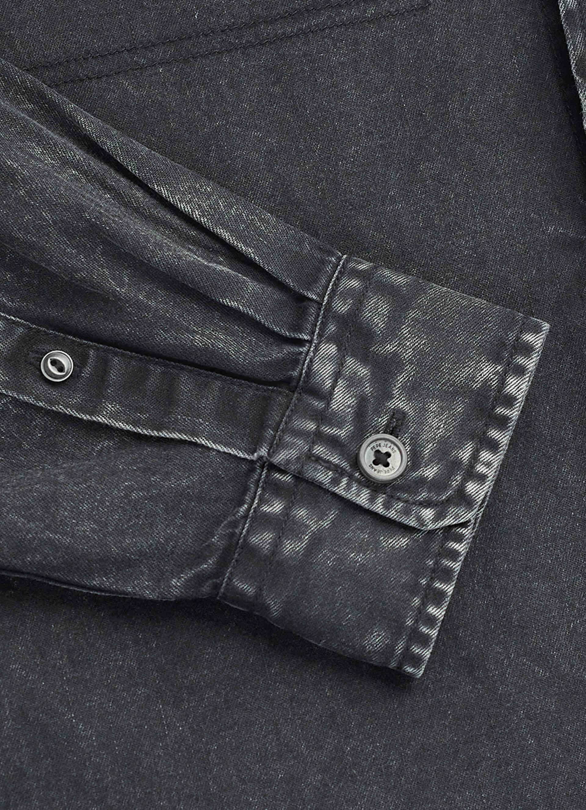 Men Black Solid Regular Fit Denim Shirt, , large image number 8
