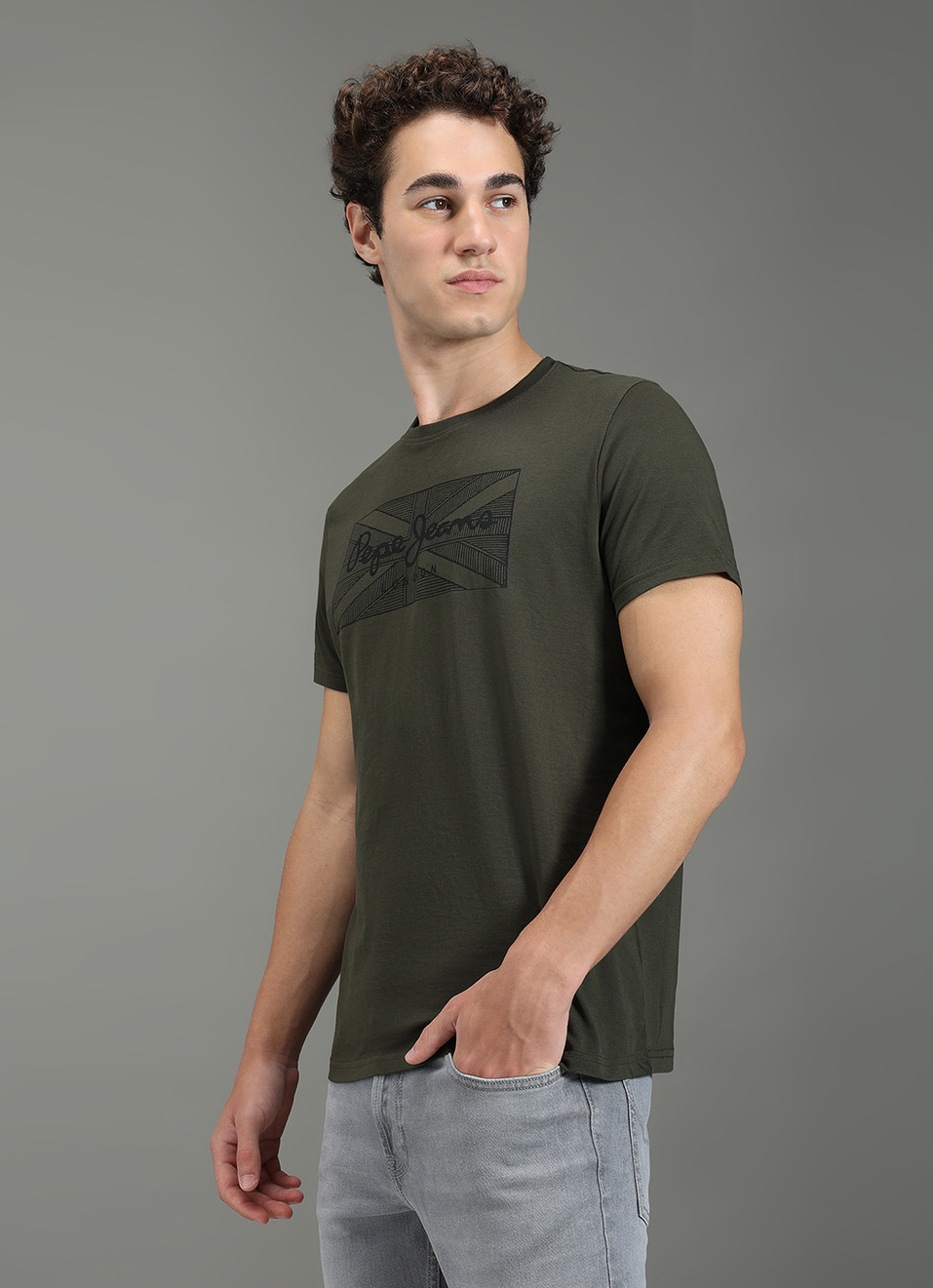 Men Green Slim Fit Graphic T-shirt, , large image number 7