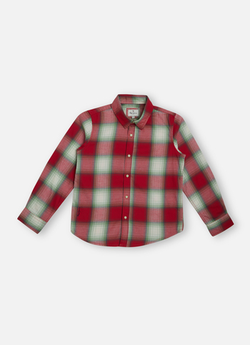 Boys Red Check Full Sleeve Shirt