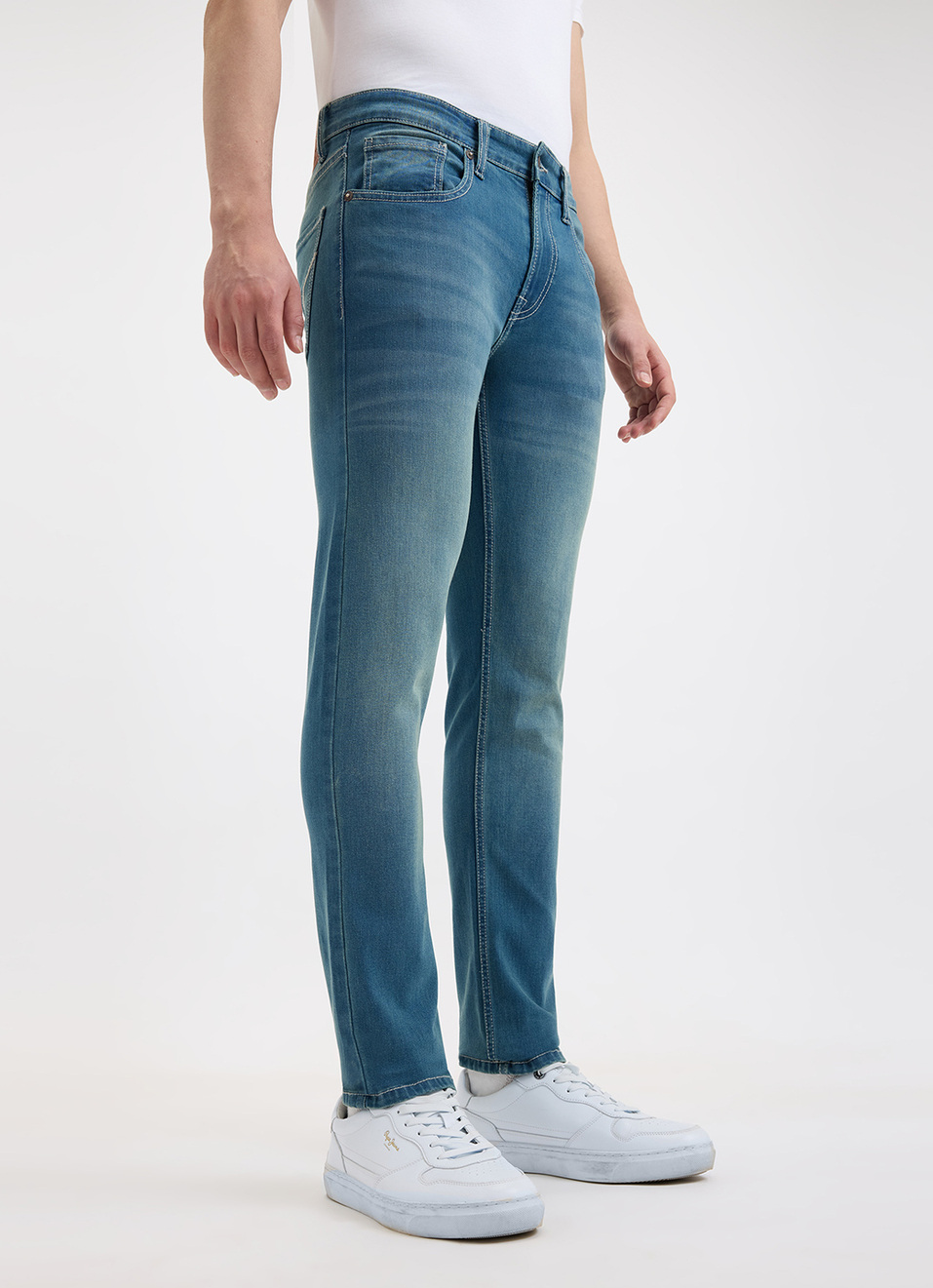 Men Blue Slim Fit Mid Rise Jeans , , large image number 5