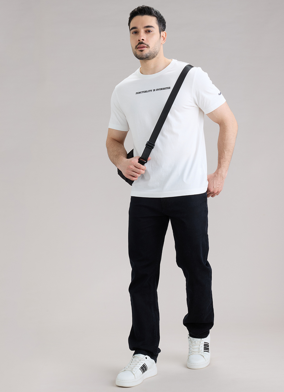 Men White Printed Relaxed Fit Short Sleeve T-shirt, , large image number 5