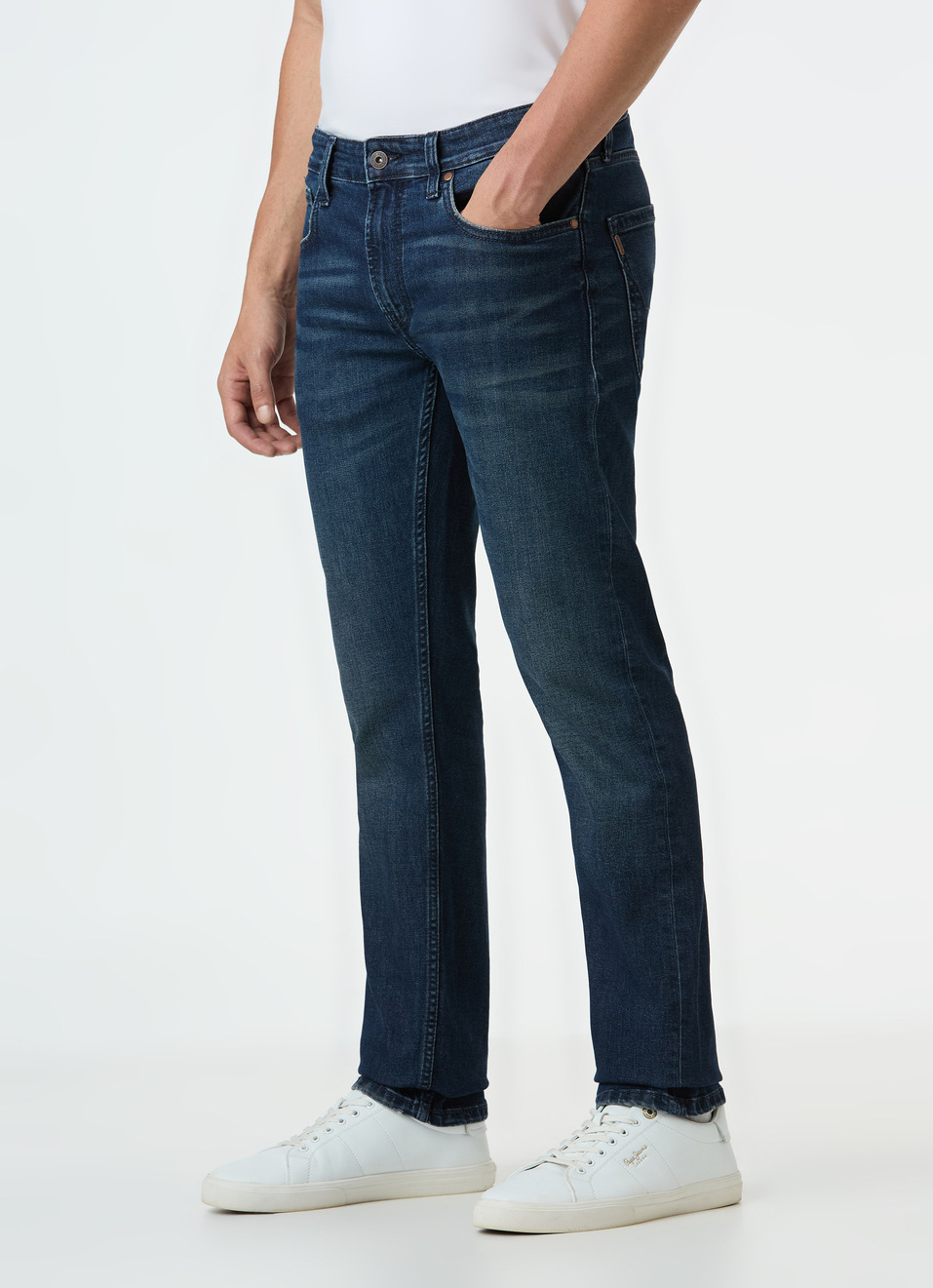 Men Blue Mid Rise Slim Fit Stretchable Jeans, , large image number 3
