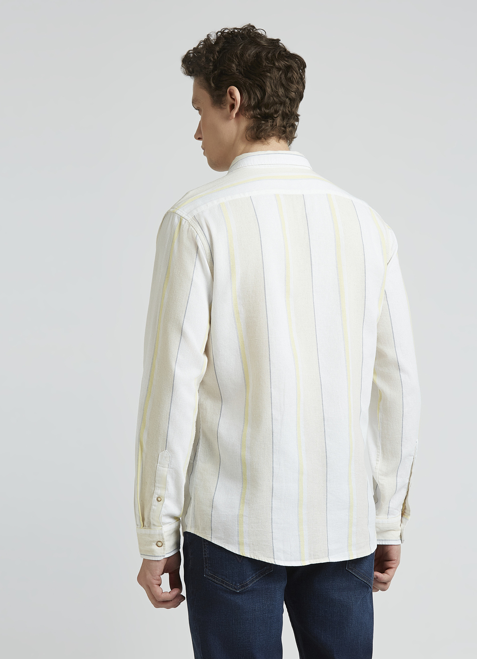 Beige Stripes Full Sleeve Shirt, , large image number 2