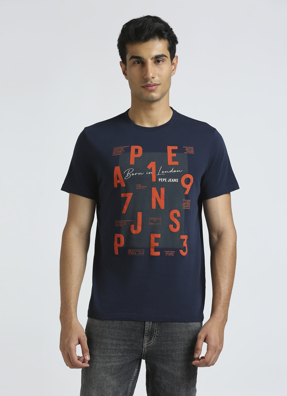 Navy Graphic Print Short Sleeved T-shirt, , large image number 1