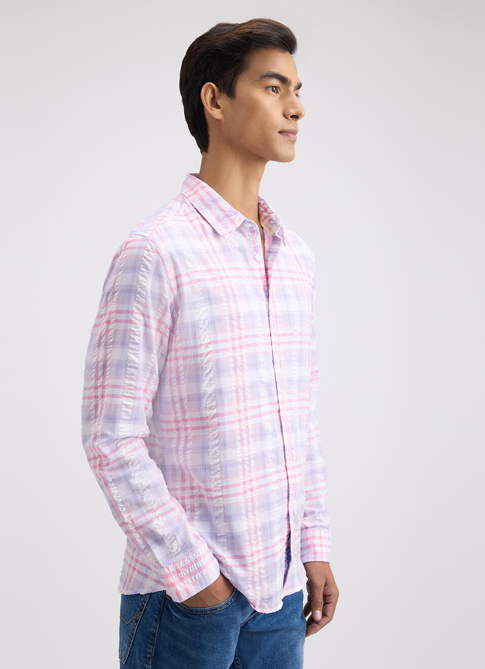 Men Purple Minimal Full Sleeve Shirt, , large image number 3