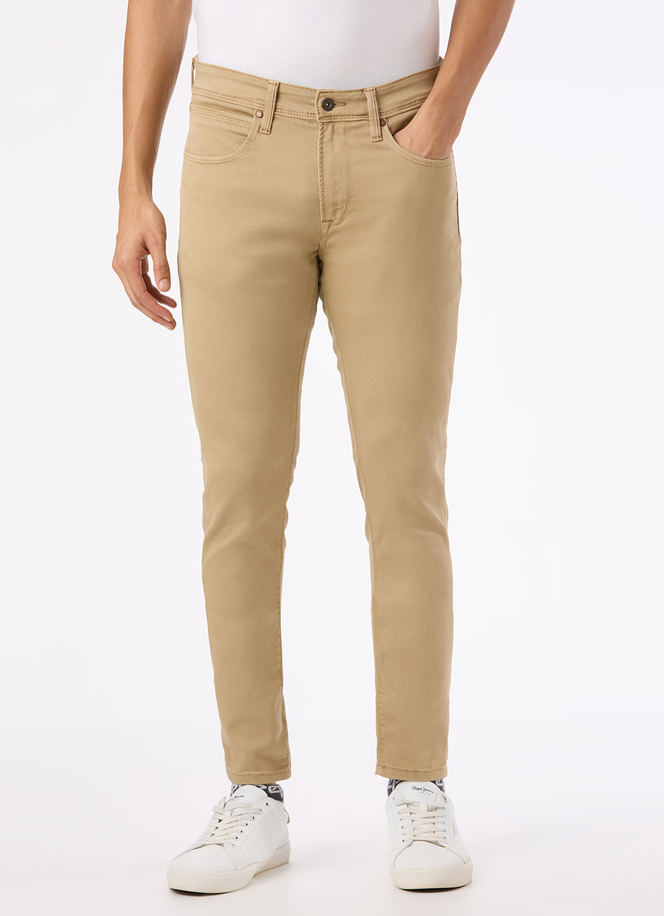 Men Khaki Mid Rise Slim Fit Gymindigo Jeans, , large image number 2