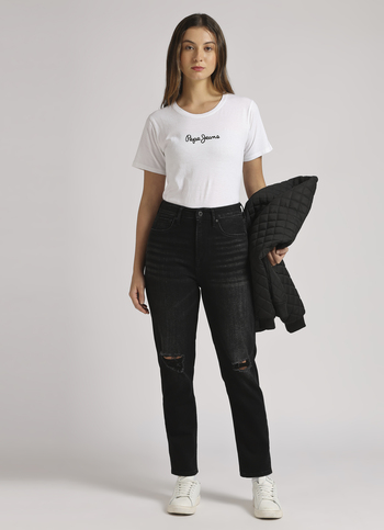 Black High Waist Tapered Mom Jeans