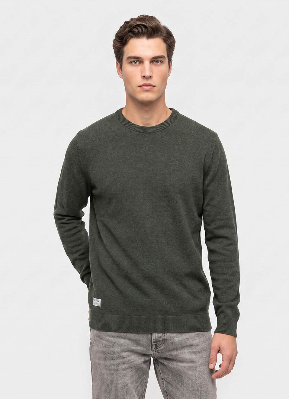 Men Green Solid Regular Fit Crew Neck Sweater, , large image number 1