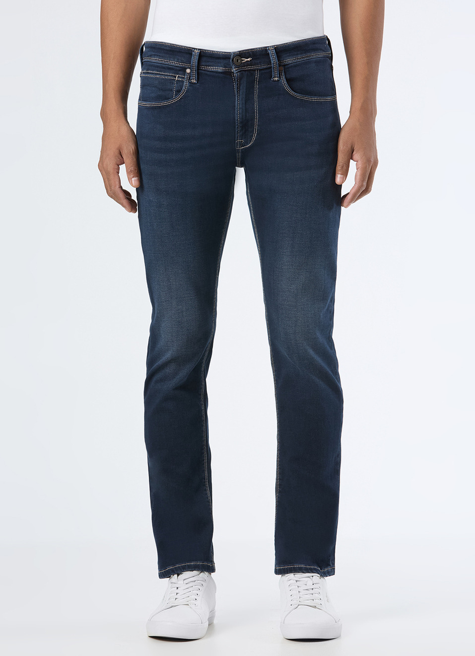 Men Blue Low Rise Slim Fit Tapered Jeans Stretchable Jeans, , large image number 2