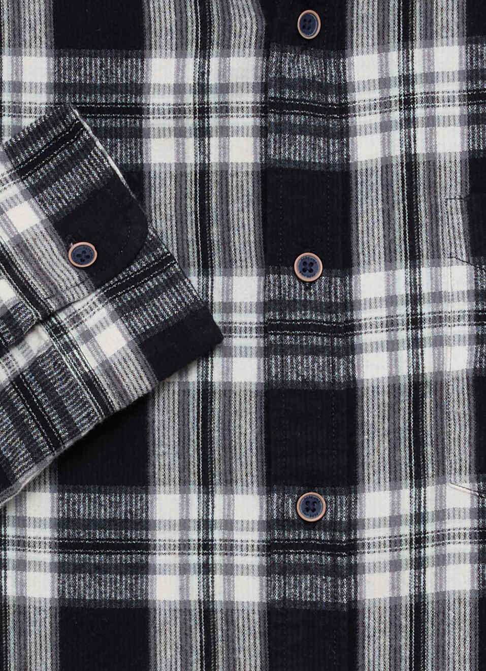Men Black Checked Brushed Long Sleeve Shirt, , large image number 7