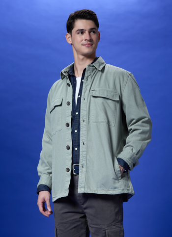 Green Oversized Full-sleeve Denim Shirt