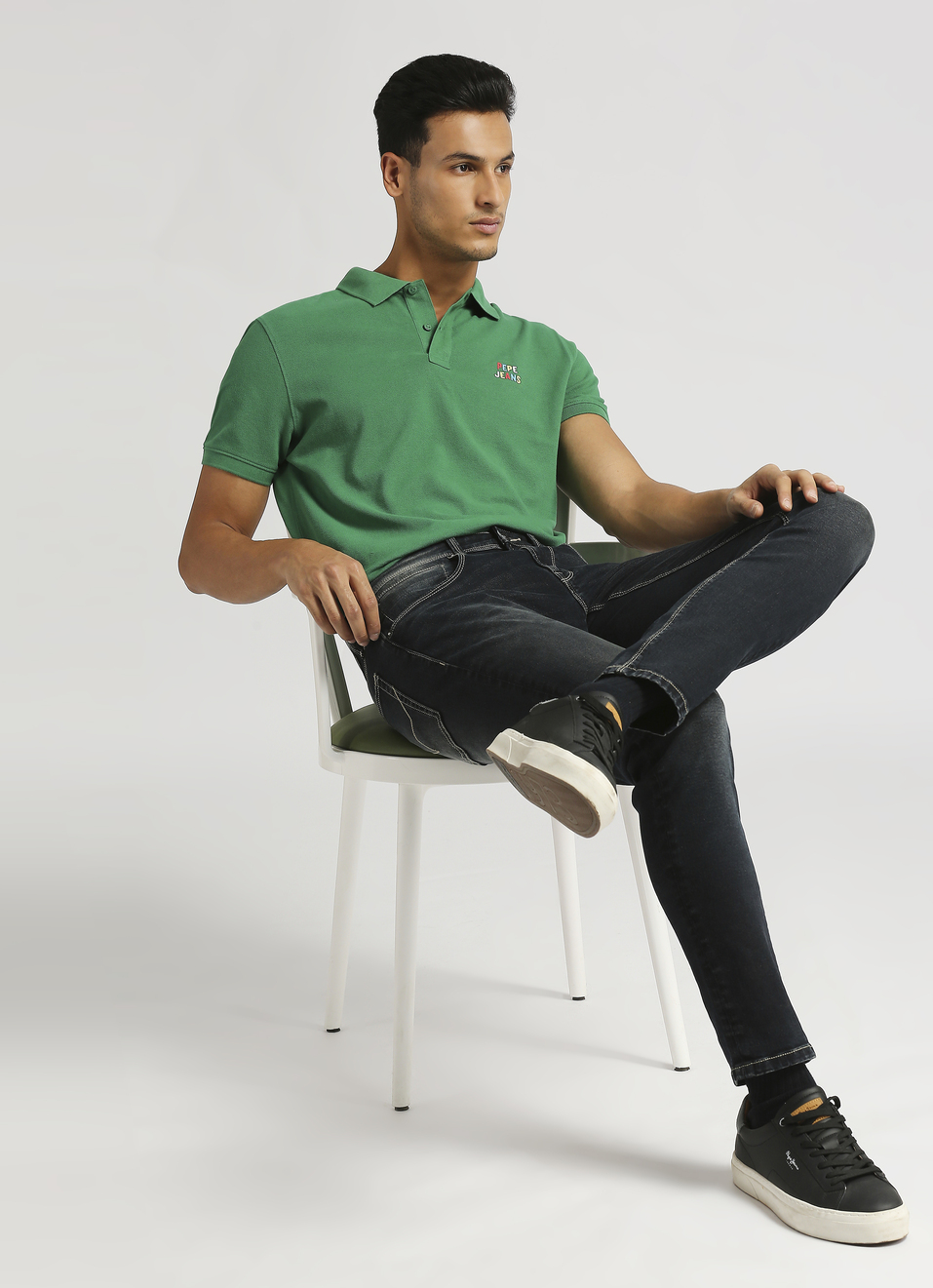 Navy Back Print Trendy Short Sleeve Pique Polo, , large image number 5